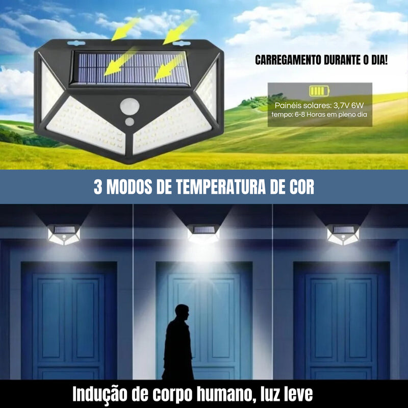 Brilho Solar Motion: Lâmpada de Parede LED Inteligente com sensor de movimento