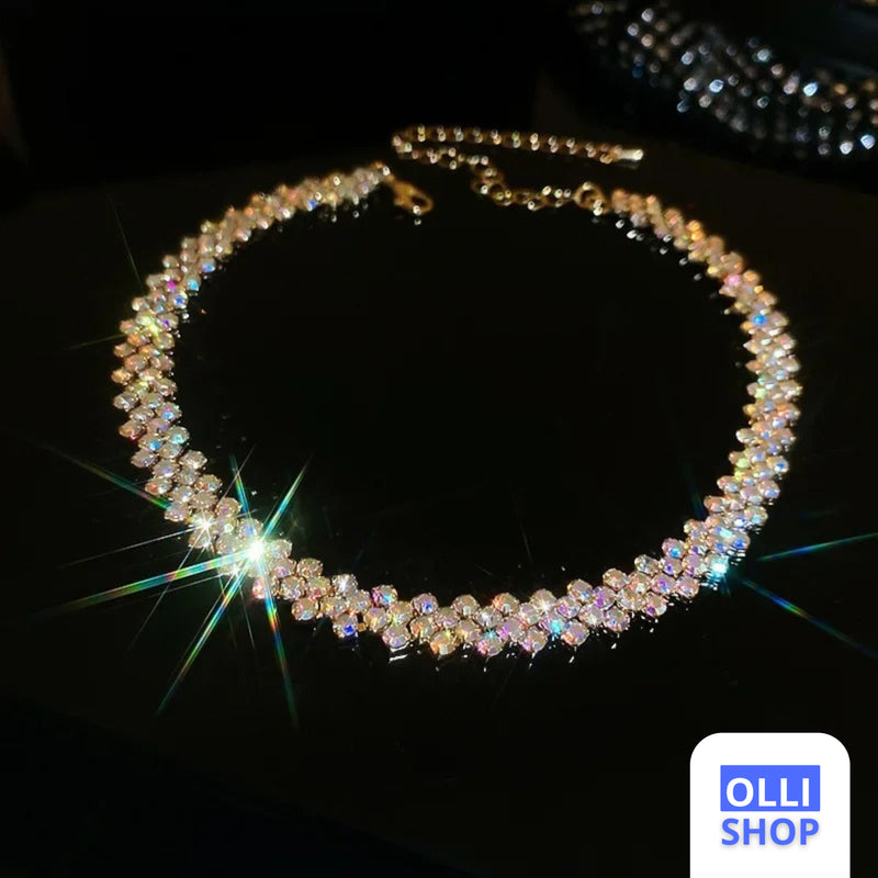 Colares de gargantilha de strass, colares de cristal geométrico joias de casamento