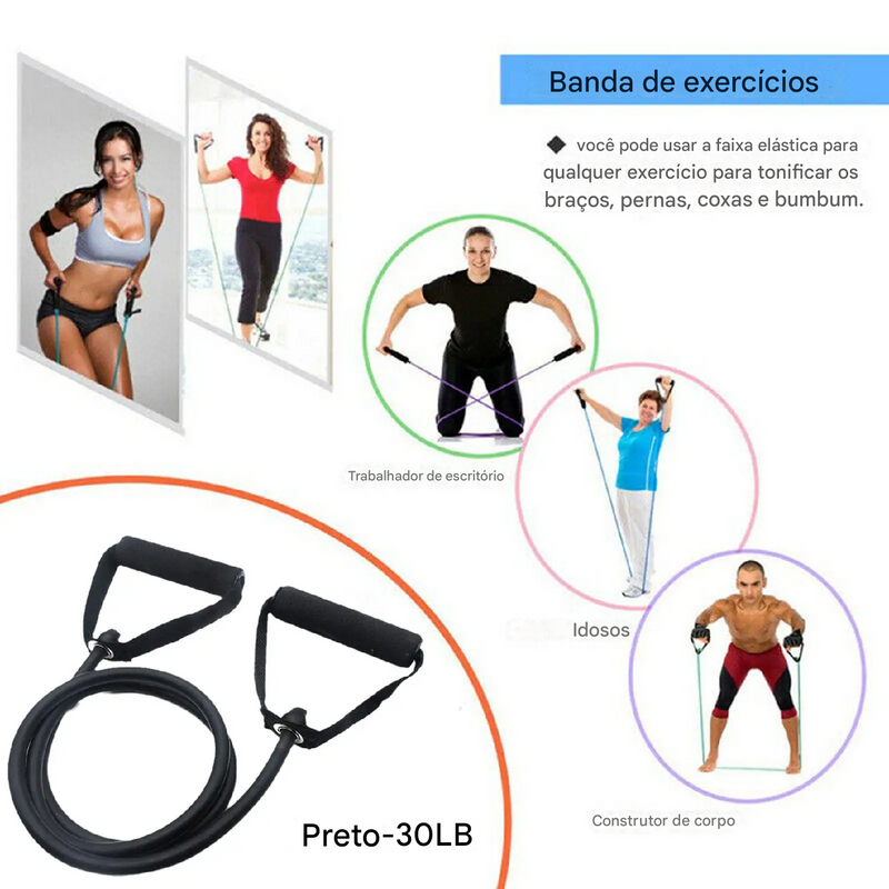 Elástico De Tensão Powertube Exercícios Ombro Peito Costas
